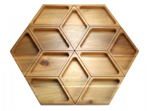 Acacia modular serving platter set